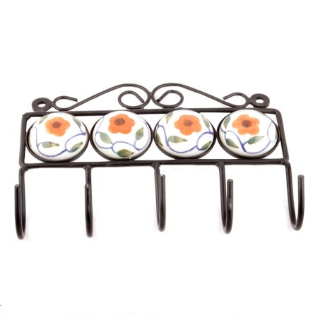 White And Orange Ceramic Flower Tiles Hooks Online